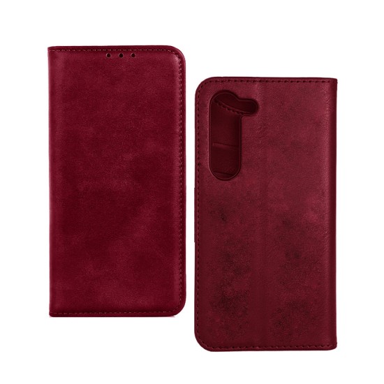 CAPA FLIP DE COURO COM BOLSO INTERNO PARA SAMSUNG GALAXY S23 PLUS VERMELHO